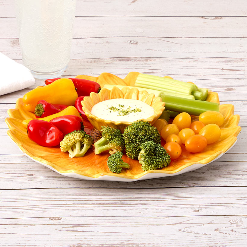 Chip and Dip Flower Ceramic Serving Platter