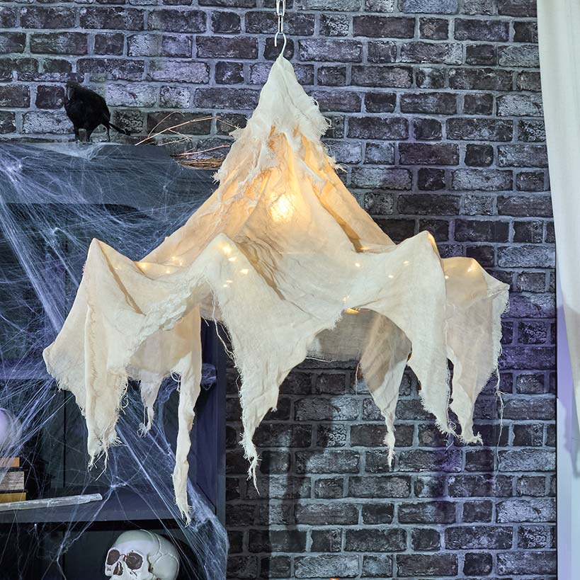 Halloween Shrouded Creepy Chandelier - Black or Chalky