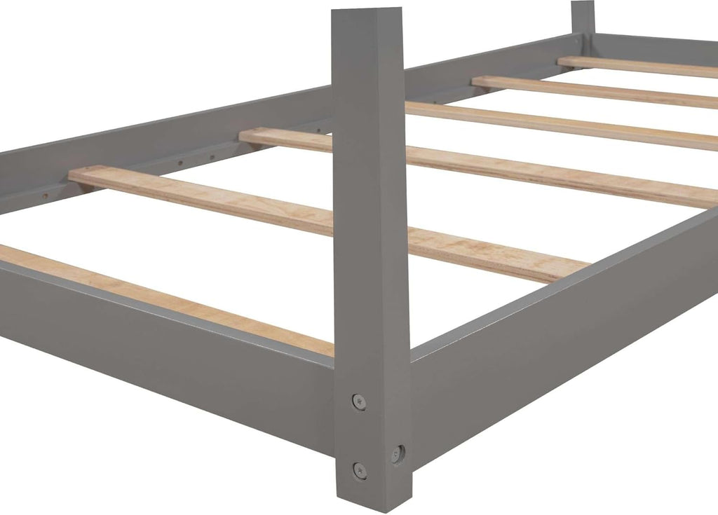 Gray Twin Size Wooden House Bed B85289