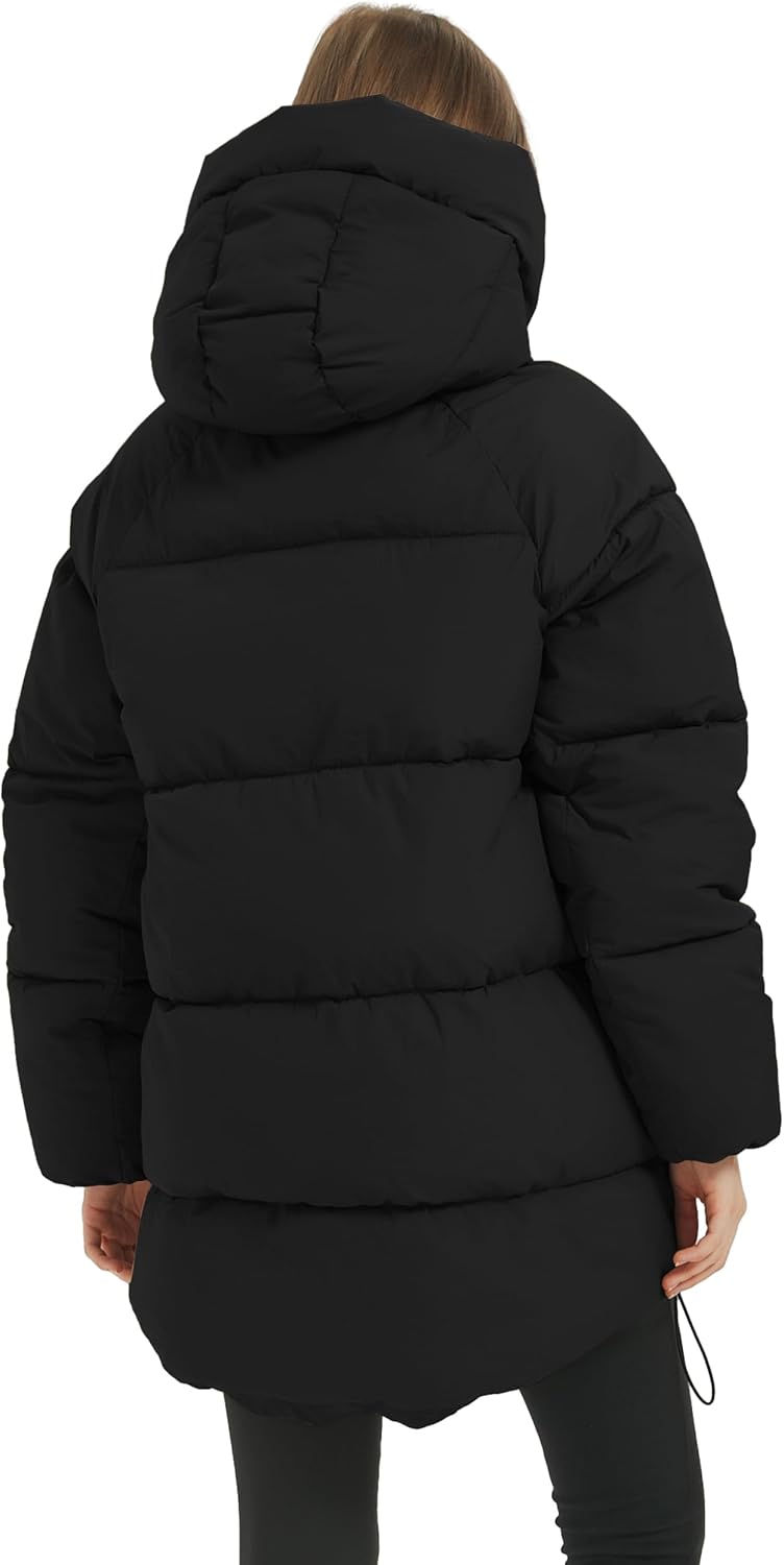Black Hooded Quilted Puffer Jacket H423431