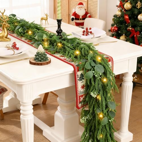 2 Pack 9FT Artificial Pre-lit Christmas Garland with Lights B565338