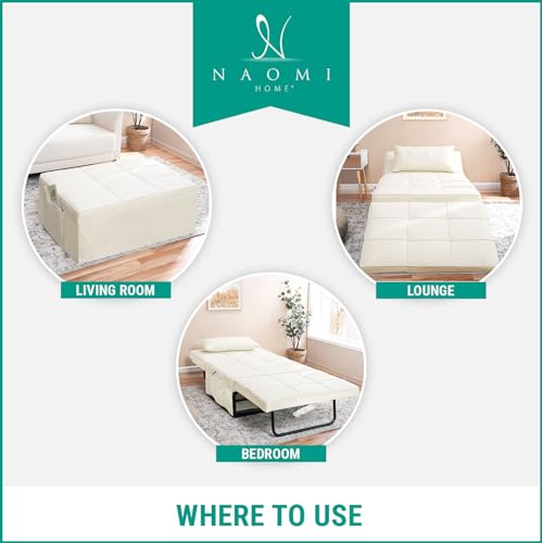 White Breathable Linen Convertible Ottoman Bed T9186