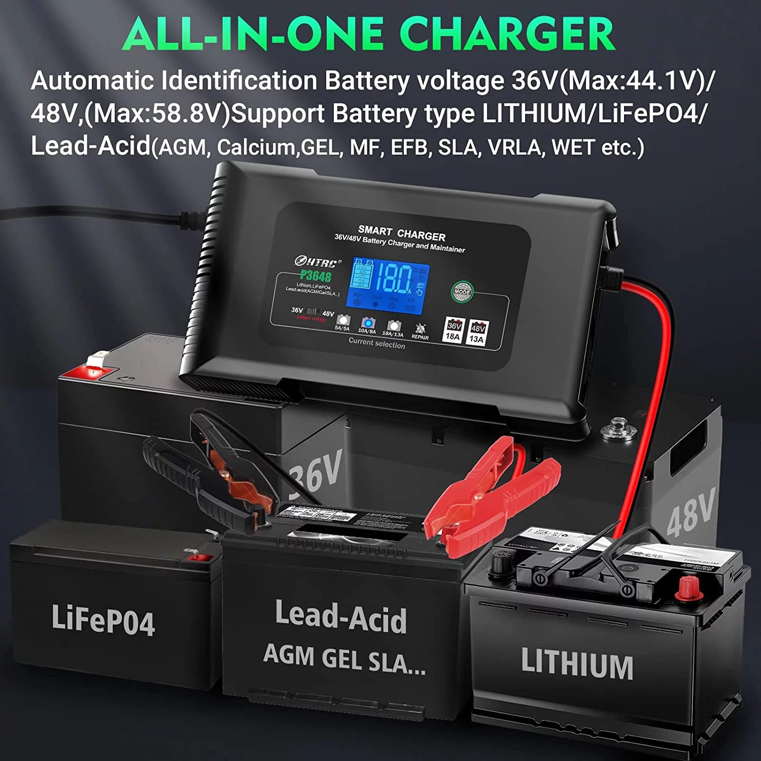 36V/48V 18-Amp Smart Golf Cart Battery Charger M82130