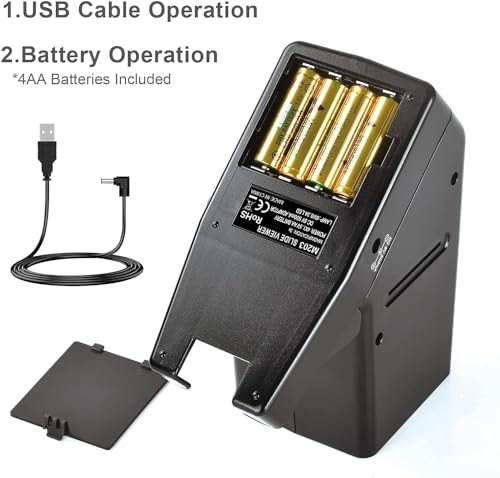 35mm Slide and Film Viewer, 3X Magnification LED Lighted Illuminated Viewing, USB Powered Battery Operation H541