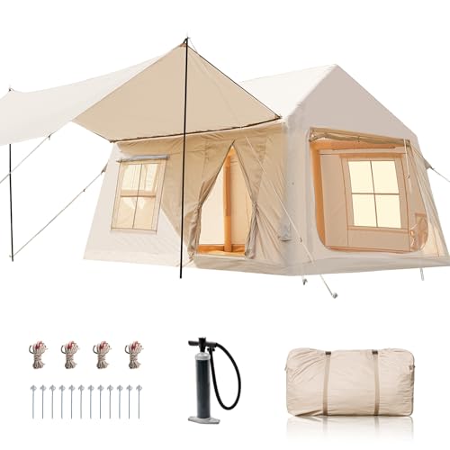 Inflatable Tent with Hand Pump and Stove Jack, Waterproof Oxford, 4-6 Person S5504