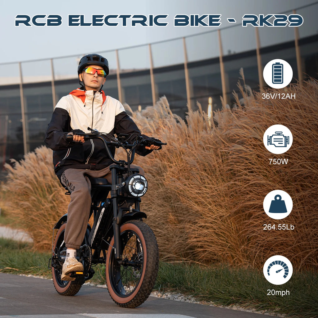 Black 20" 4.0 Fat Tire Electric Bike with 48V 15Ah Battery O791435