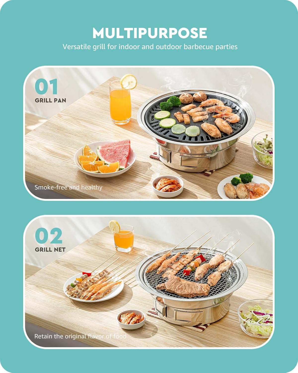 13.7 inch Non-stick Stainless Steel Charcoal Grill O890