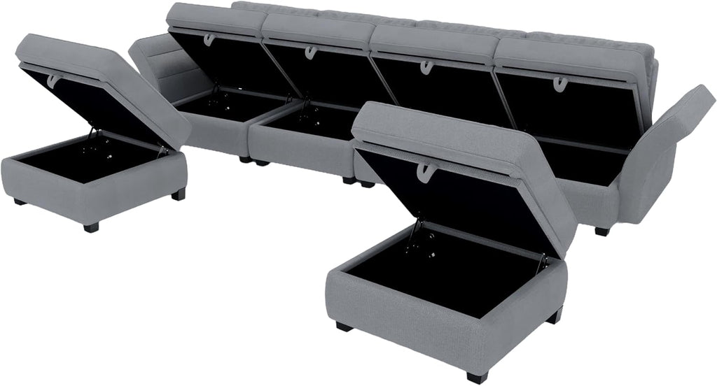Gray U-Shape Modular Sofa with Storage I1523