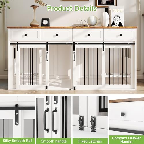 White Wooden Dog Crate Furniture with 2 Drawers R2964