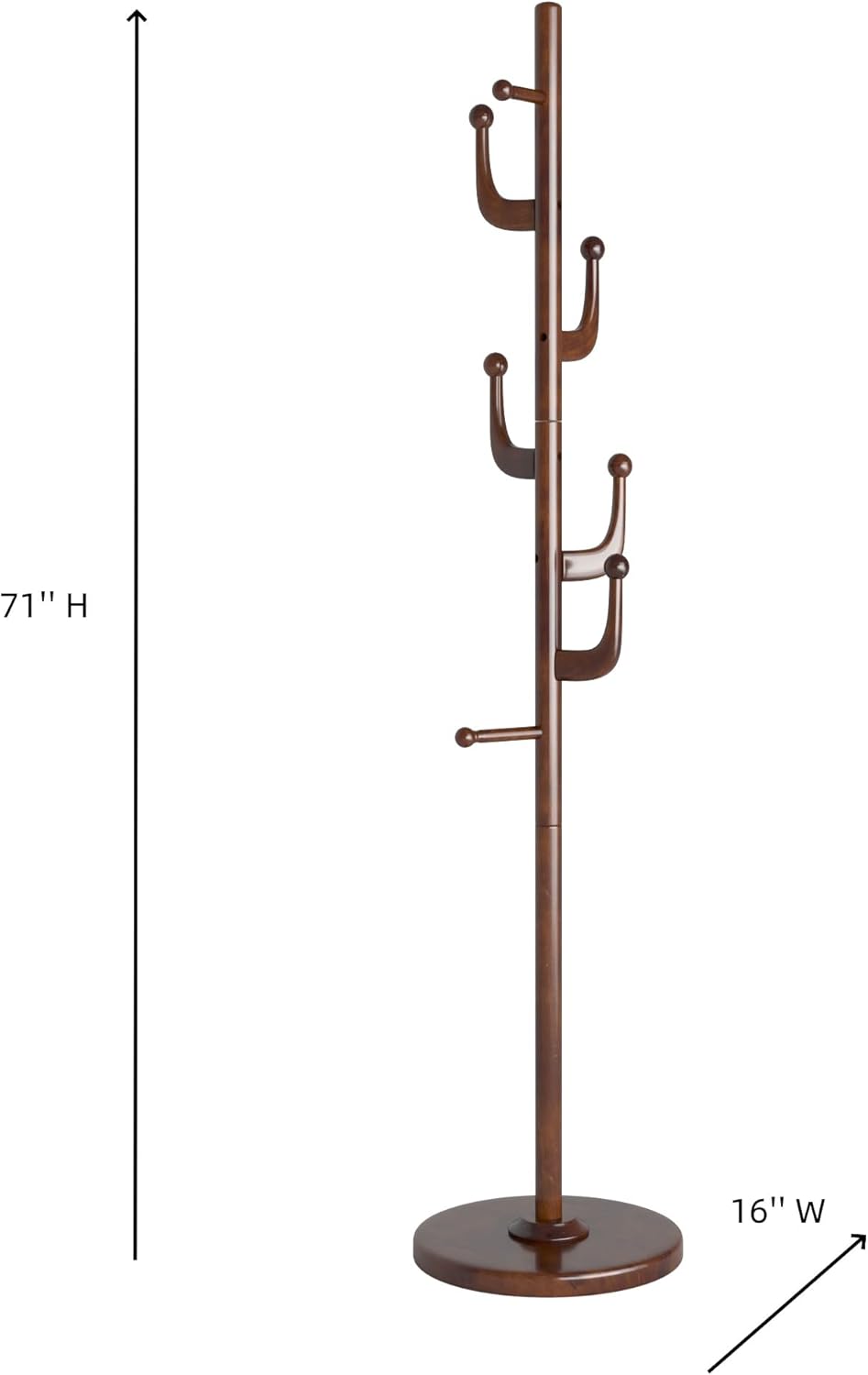 Brown Freestanding Wood Coat Rack Y652