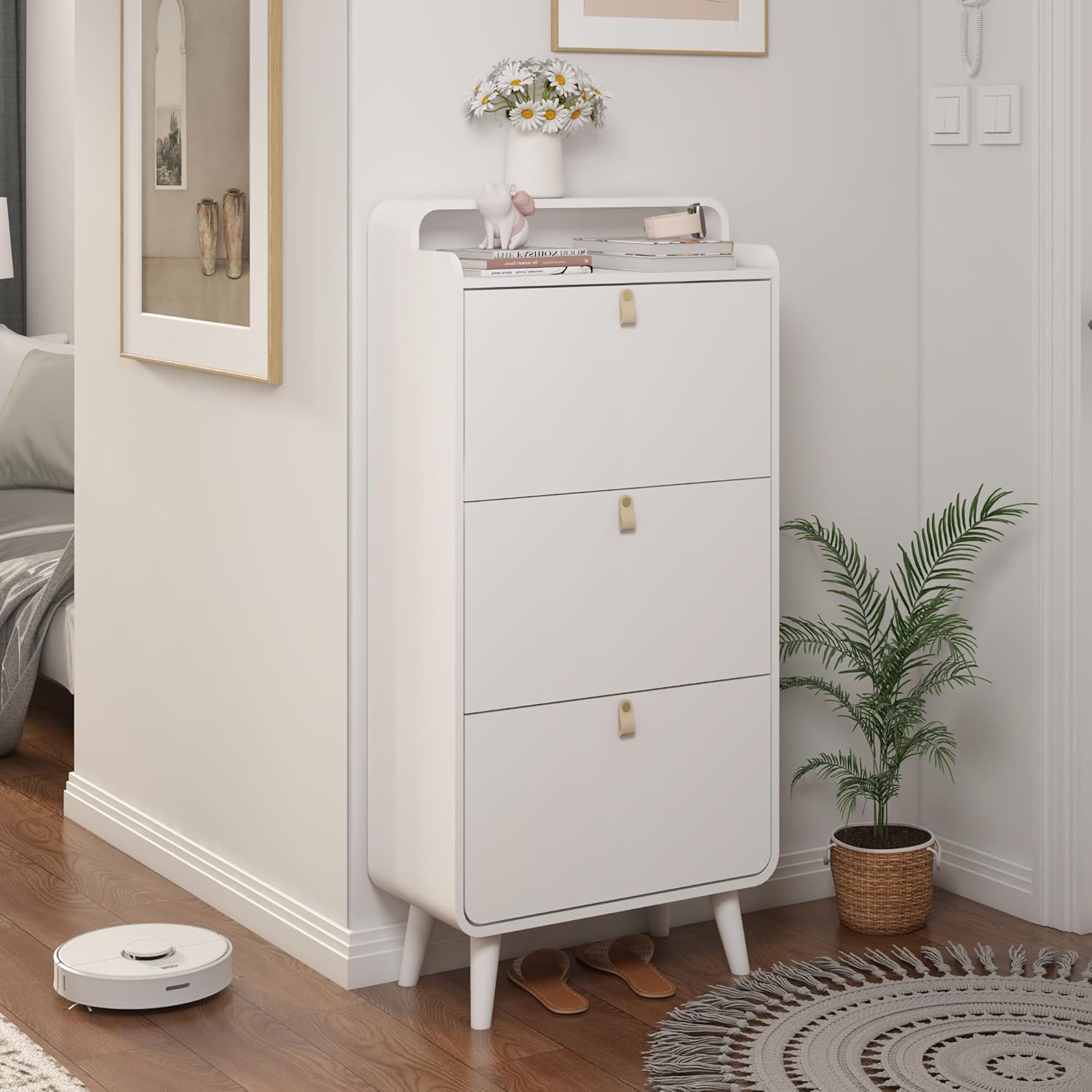 White 3 Drawer Shoe Cabinet S674033
