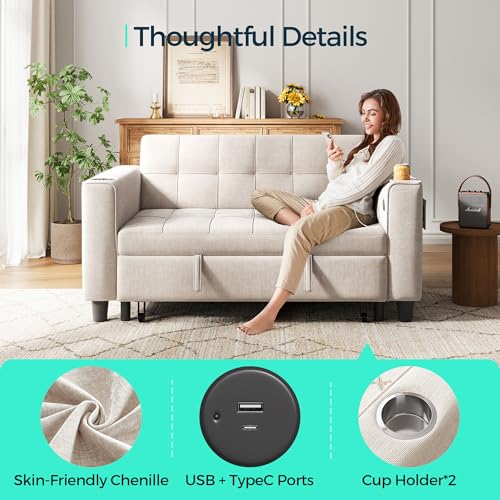 Green Corduroy 3-in-1 Convertible Sofa Bed D19384