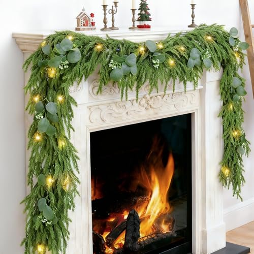 2 Pack 9FT Artificial Pre-lit Christmas Garland with Lights B565338