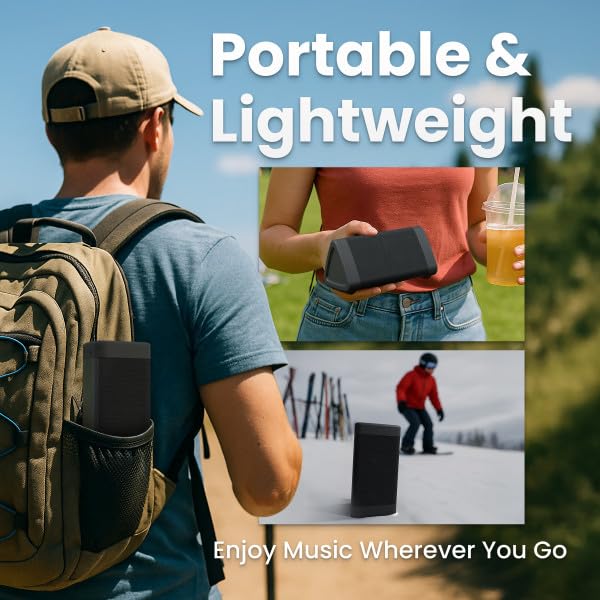 Portable Bluetooth 5.4 Speaker, 12W, 24-Hr Battery, IPX5 Water-Resistant (Black) Y8088