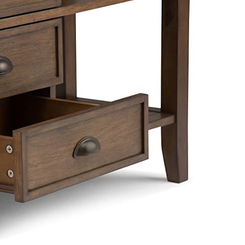 Hickory Brown Solid Wood Console Sofa Table with Storage, 4 Drawers and 4 Shelves I827