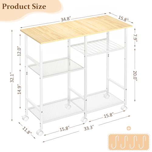 Microwave Cart with Wheels and Adjustable Shelf E687092