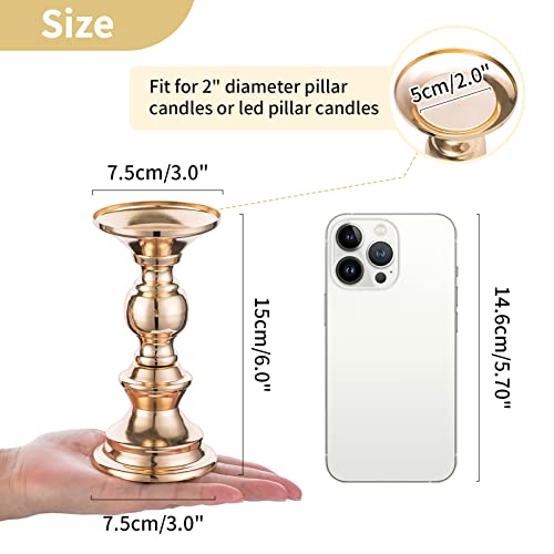 2 Pcs Gold Metal Pillar Candle Holders A956992