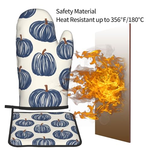 Winter Green Tree Snowflake Oven Mitts and Pot Holders Set Heat Resistant Non Slip Kitchen Gloves Hot Pads 2 Pack Set X517921