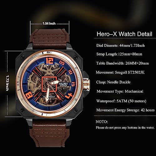 Automatic Skeleton Mechanical Self Winding Leather Strap Wrist Watch G609991