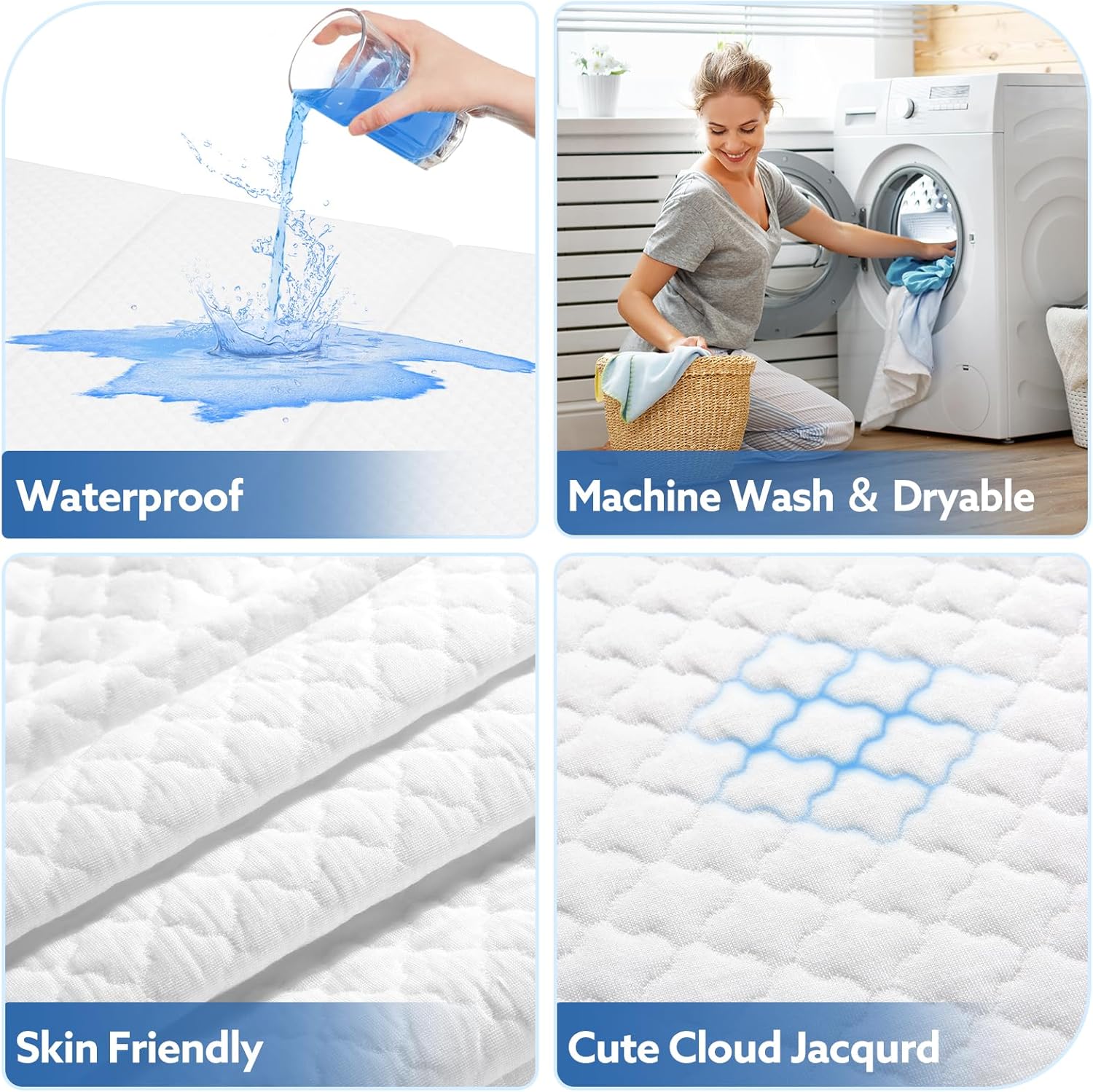 38’’x26’’ Waterproof Portable Crib Mattress Topper J33120