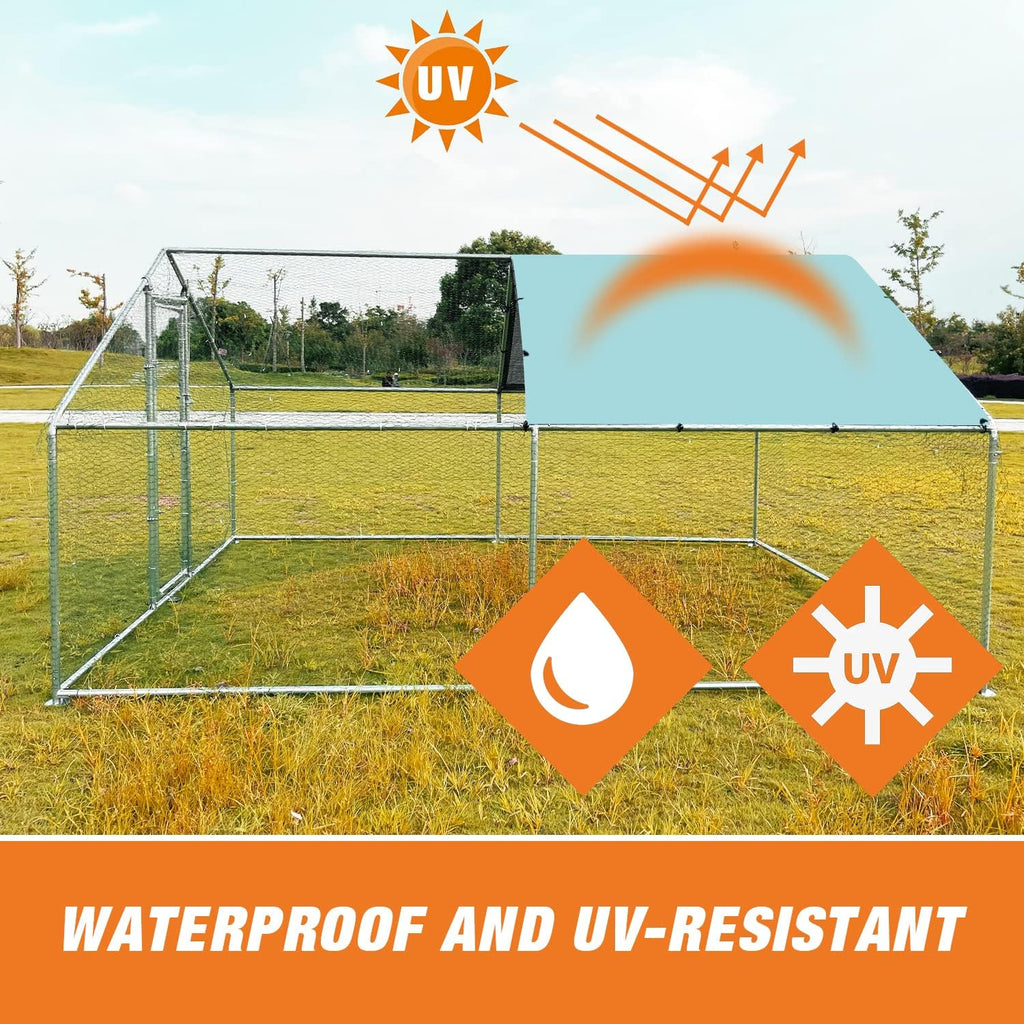 Large Metal Chicken Coop Walk-in Poultry Cage with Waterproof Cover M1792