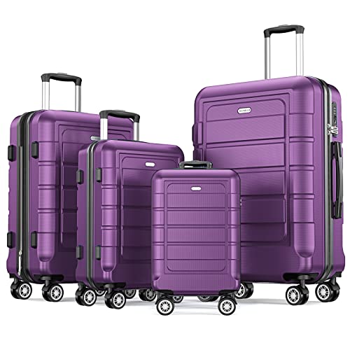 Black Expandable PC+ABS Luggage Set with TSA Lock T1727