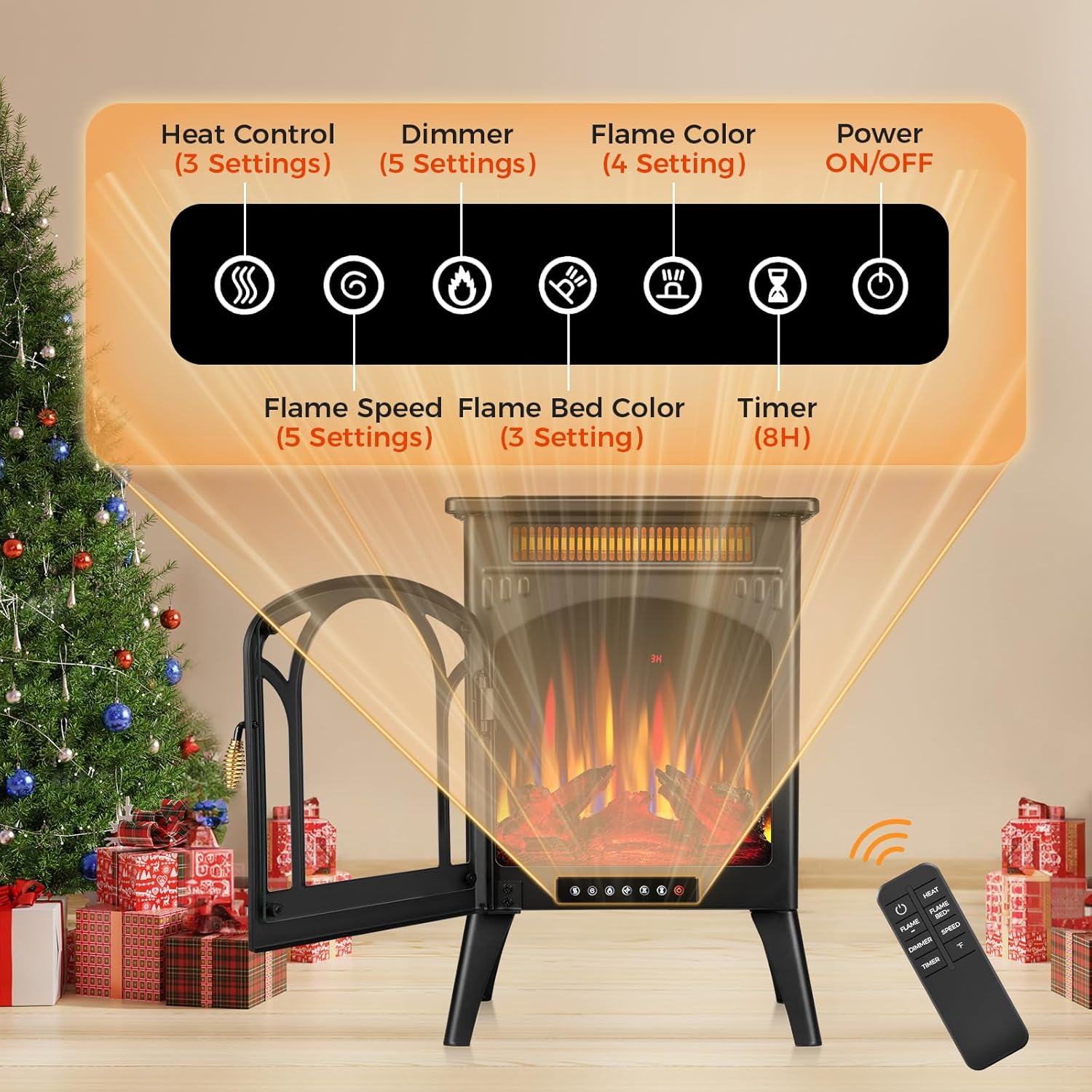 1500W Infrared Electric Stove Heater with Remote Control D77744