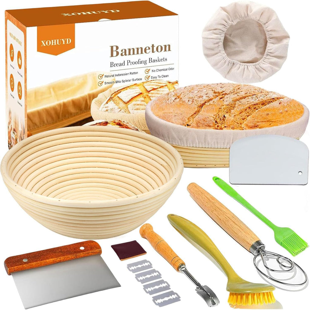 9 Inch Round & 10 Oval Rattan Bread Proofing Baskets Set N670