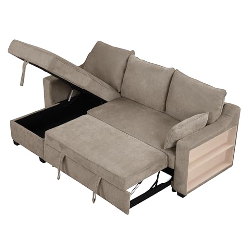 90" L-Shaped Sleeper Sofa with Storage Chaise W7841