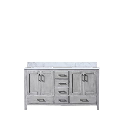 Dark Grey Double Bath Vanity with Carrara Marble Top S919