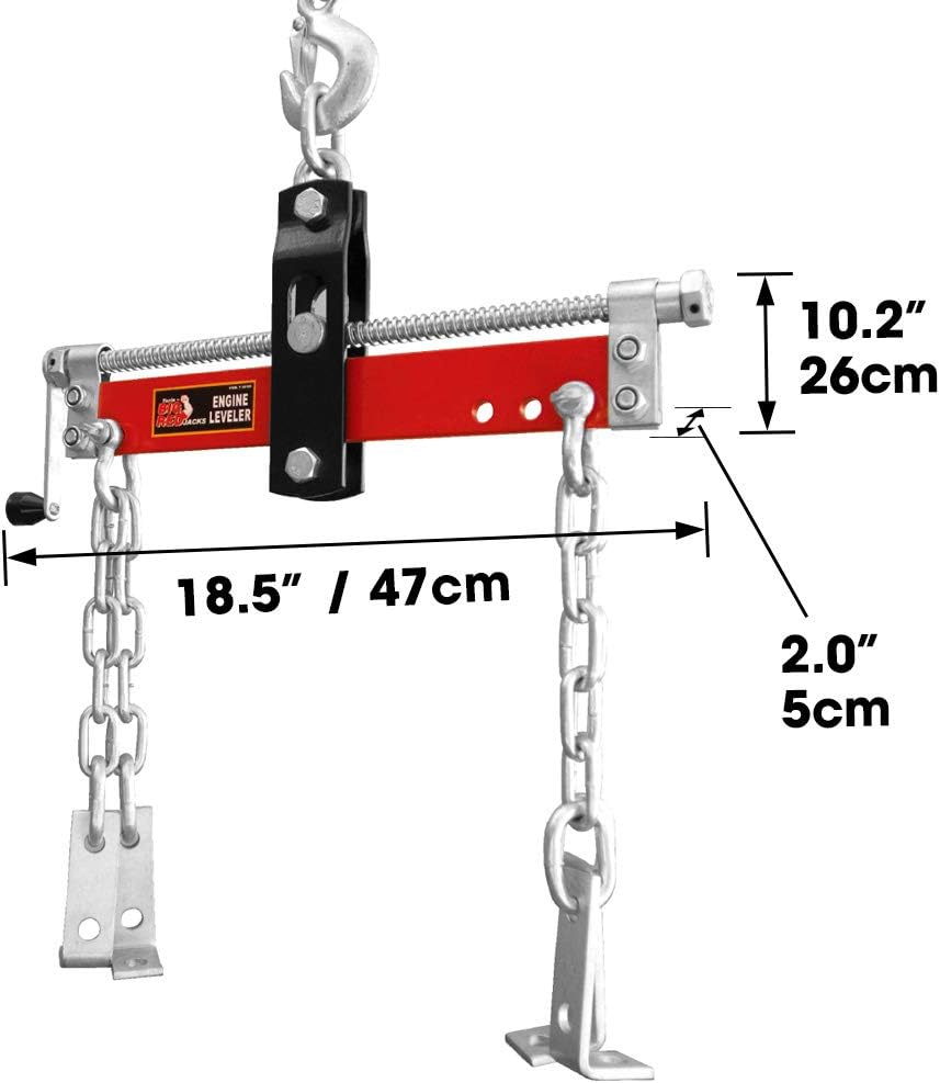 Steel 3 Position Engine Leveler with Adjustable Handle, 3/4 Ton (1,500 lb) Capacity, Pack of 2 W32101