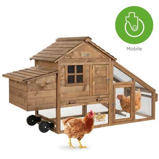 70In Mobile Fir Wood Chicken Coop with Wheels D2669