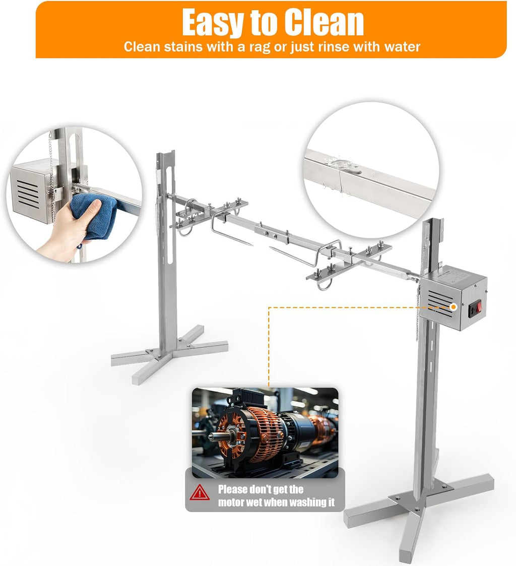 53" Electric Rotisserie Grill with Adjustable Height Stainless Steel J78122