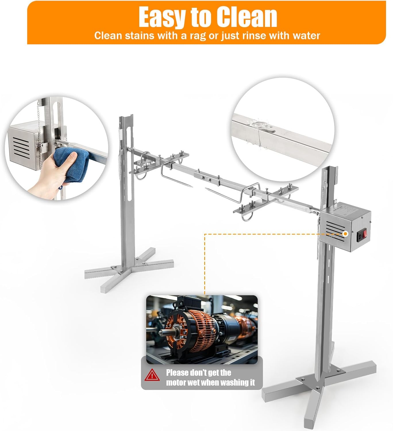 53" Electric Rotisserie Grill with Adjustable Height Stainless Steel J78122