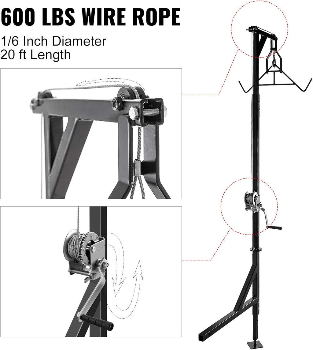 500lbs Capacity Hitch Game Hoist with Winch A594