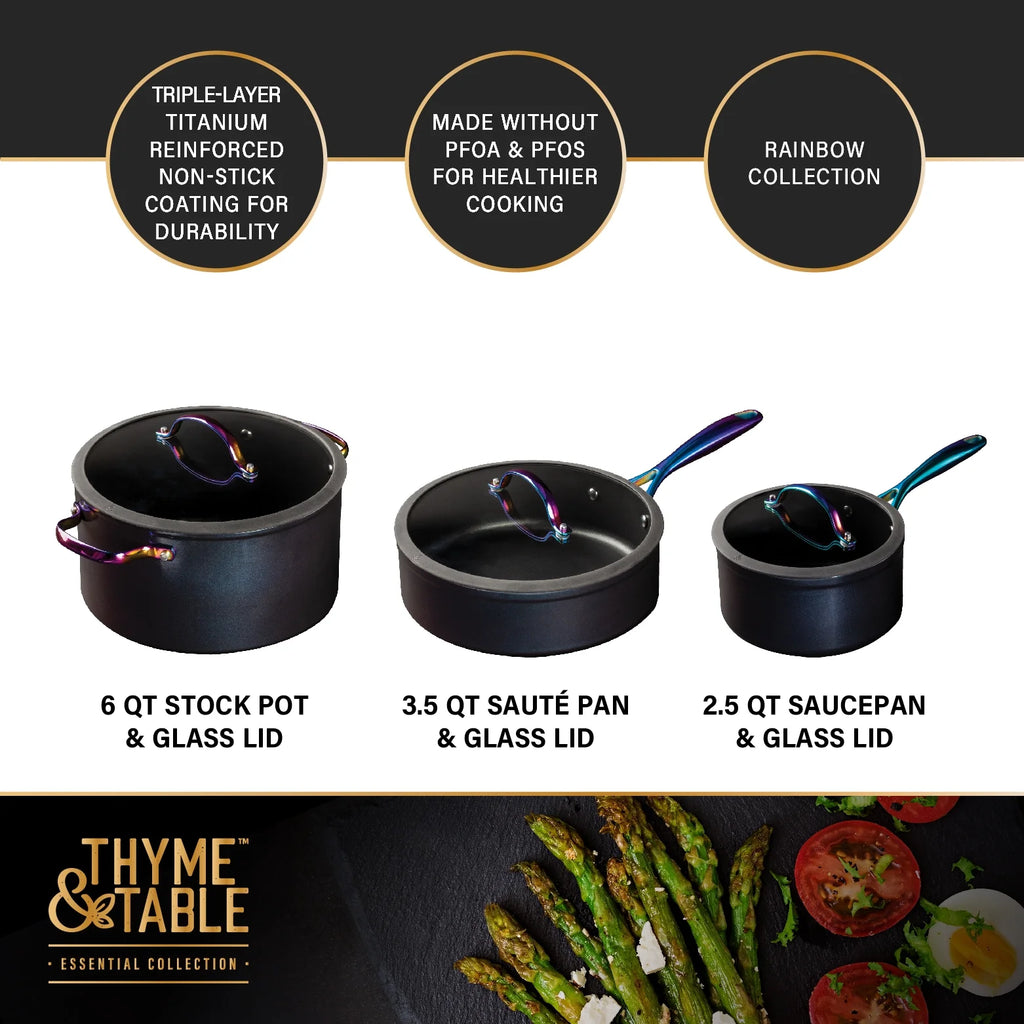 12-Piece Non-Stick Black & Rainbow Cookware Set N846022
