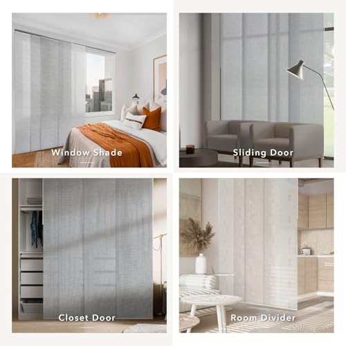 Adjustable Sliding Track Vertical Blinds 45.8"-86" W x 96" H Woven Fabric Panel Shades L745