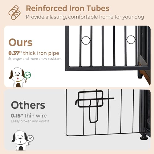 71'' Wooden Double Dog Crate Kennel Cage, Brown K718653