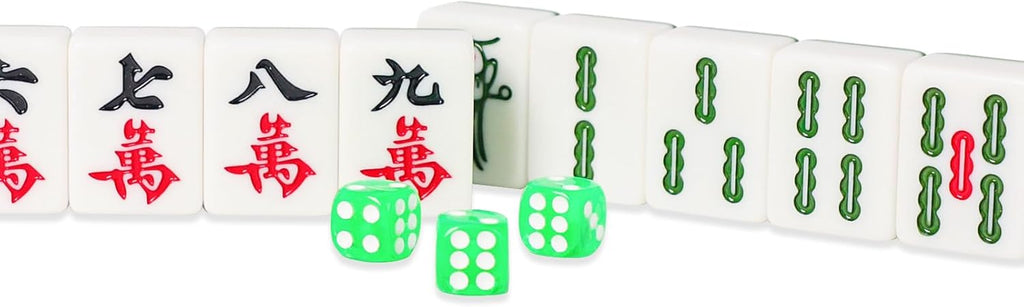 1.65'' Large Size 146 Green Tiles Mahjong Set with Blue Carrying Bag P9264