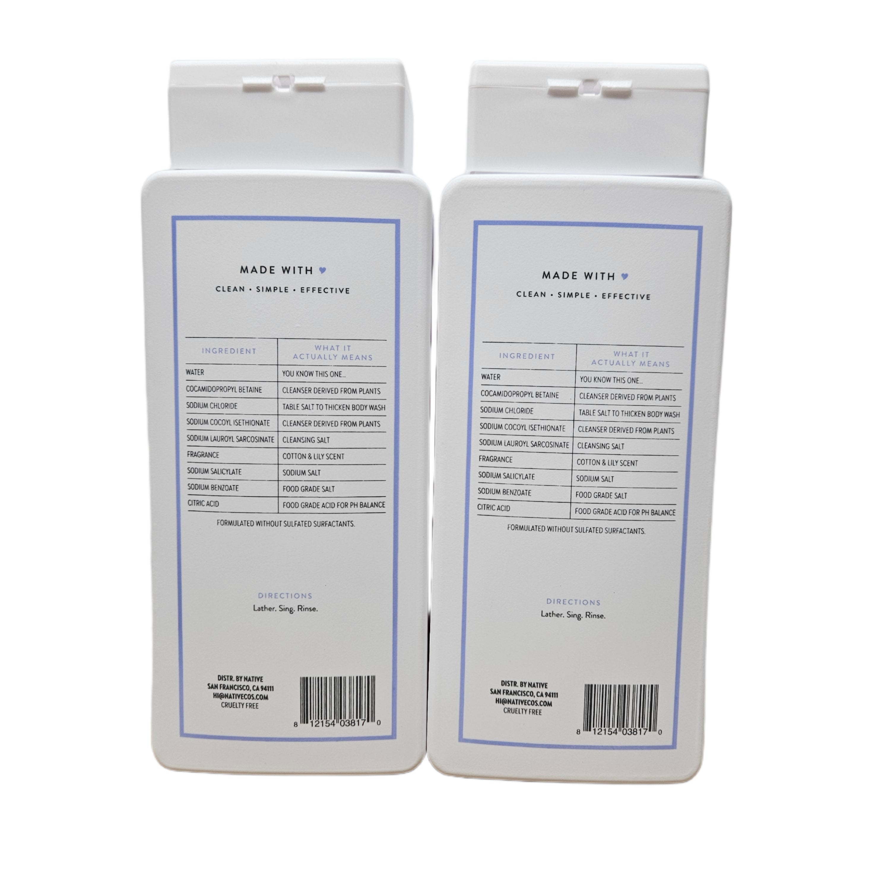Cotton & Lily Sulfate Free Paraben Free Body Wash 18 oz 2 Pack C682520
