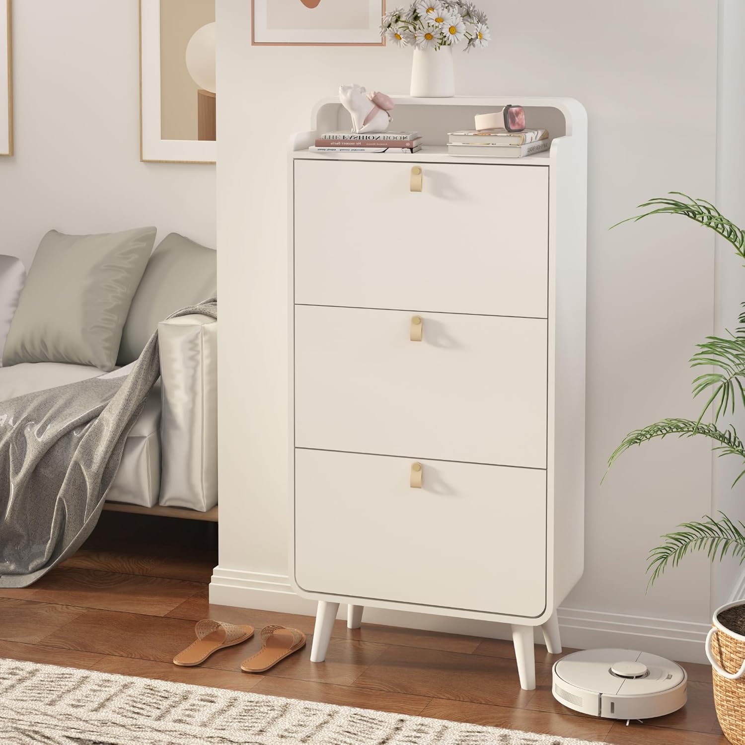 White 3 Drawer Shoe Cabinet S674033