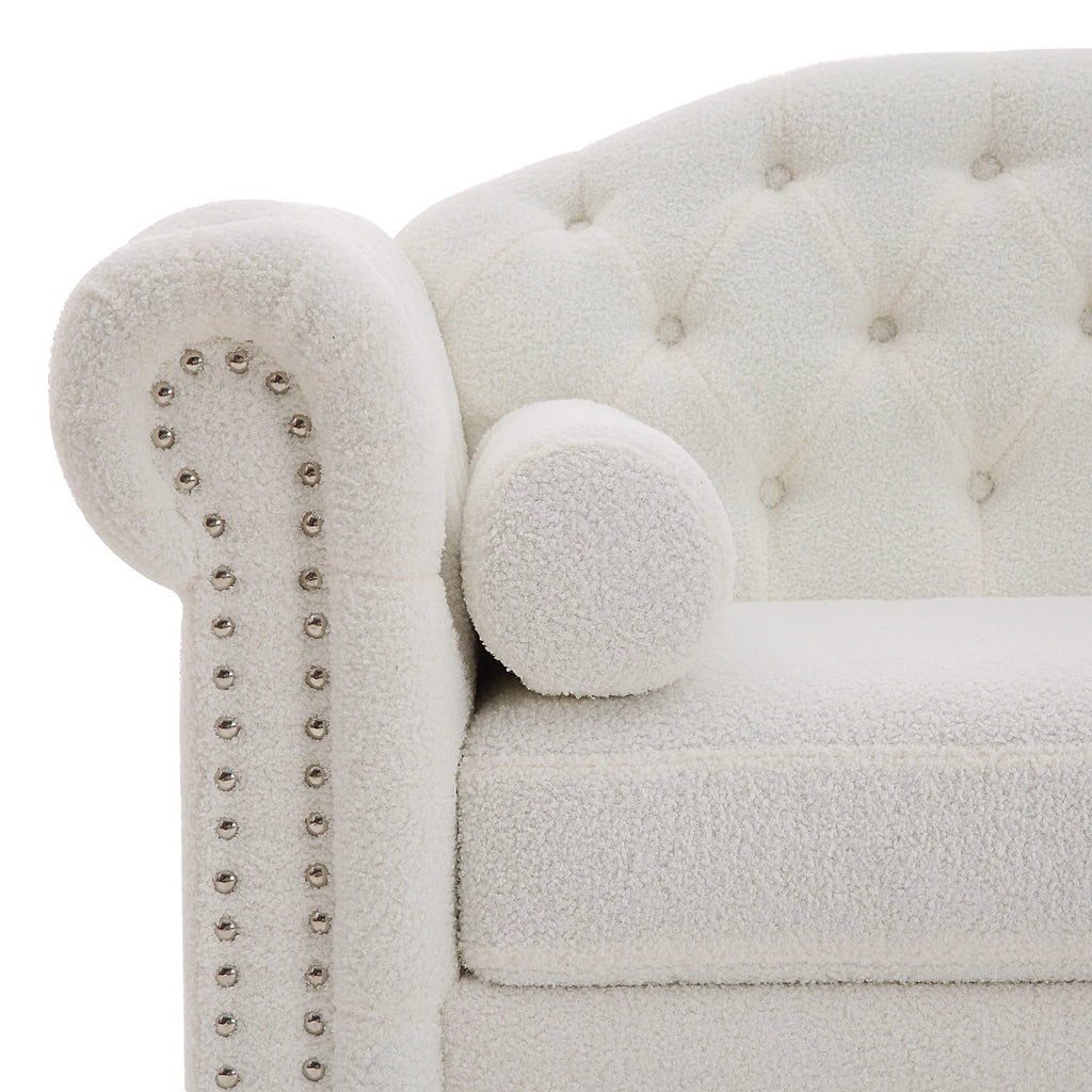 Teddy Velvet Button Tufted Sofa with Nailhead Arms and Rubber Wood Legs J75790