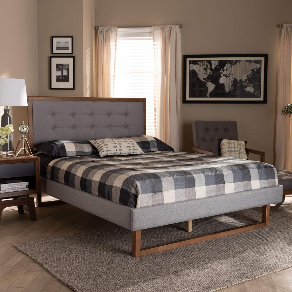 Full Light Grey Platform Bed N453