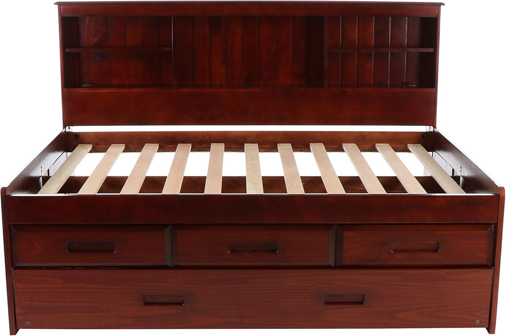 Full Bookcase Daybed with 3 Drawers & Trundle Merlot H46249