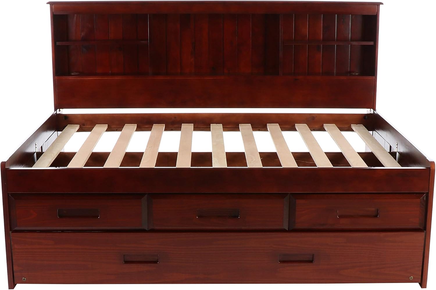 Full Bookcase Daybed with 3 Drawers & Trundle Merlot H46249