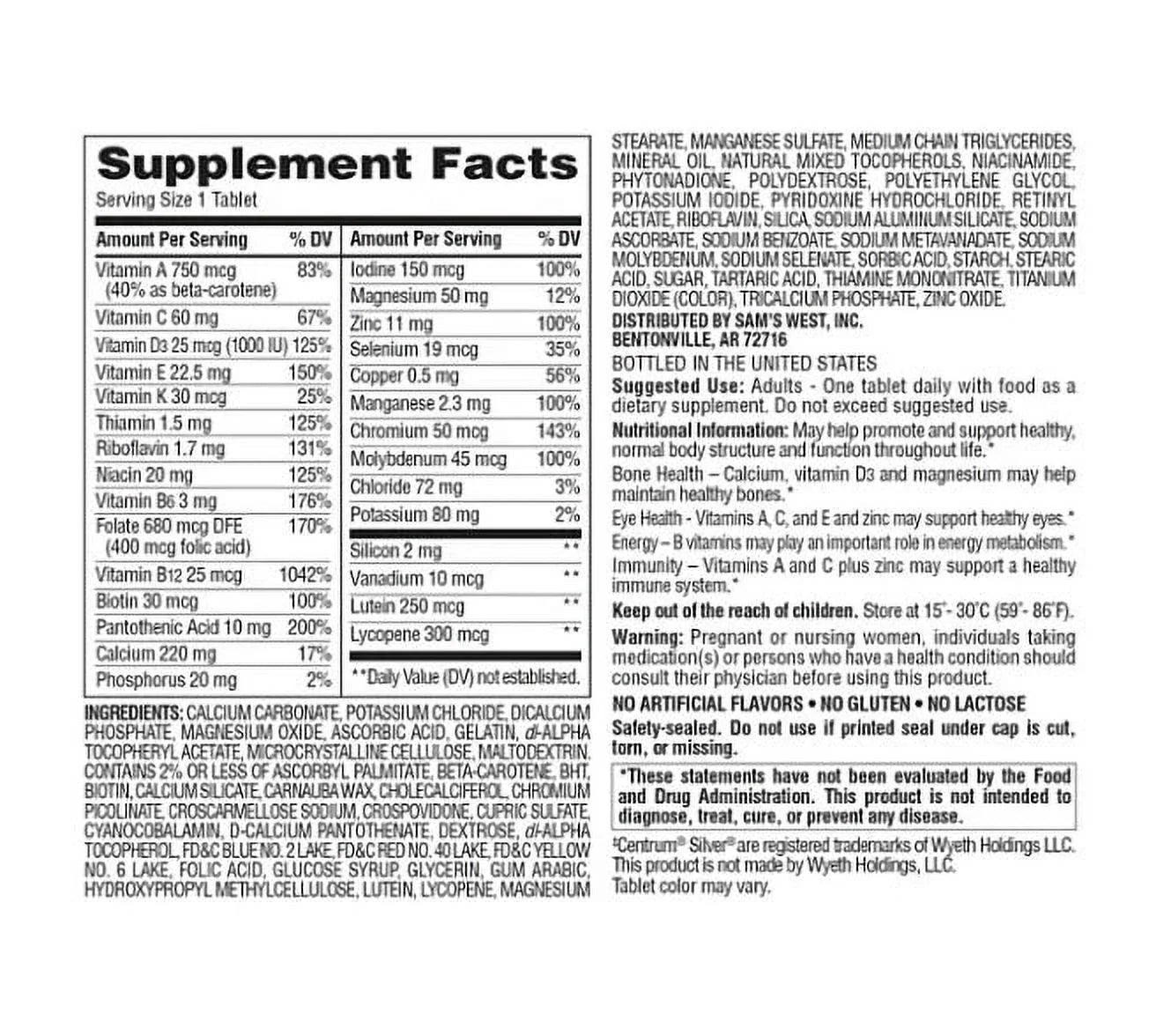 Adults 50+ Multivitamin (400 ct.) O75608