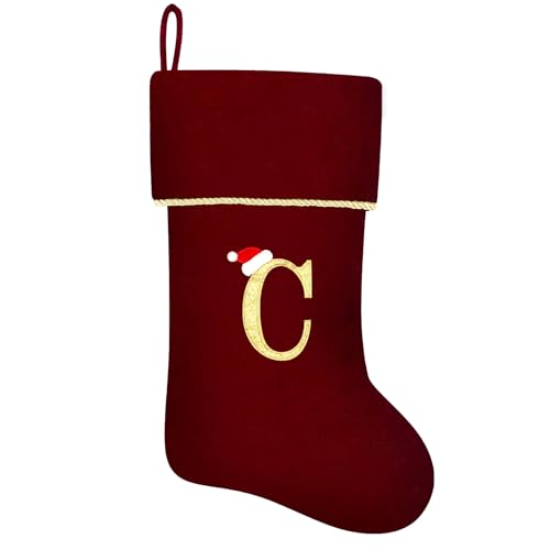 Blue Velvet Christmas Stocking with Gold Trim C66267