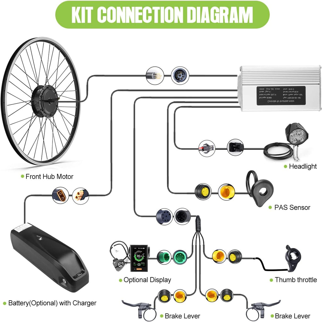 48V 500W Front Hub Motor Electric Bike Conversion Kit for 26 inch Wheel with LCD Display K751