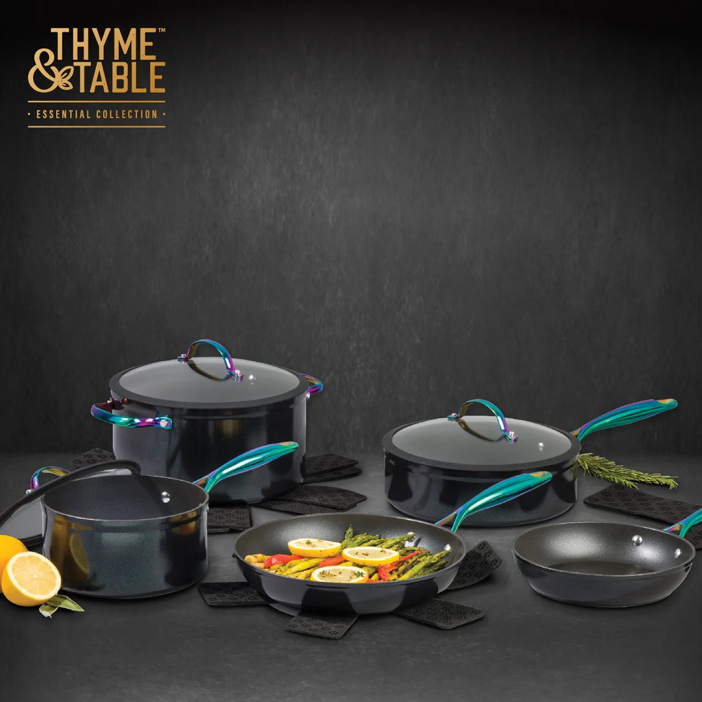 12-Piece Non-Stick Black & Rainbow Cookware Set N846022