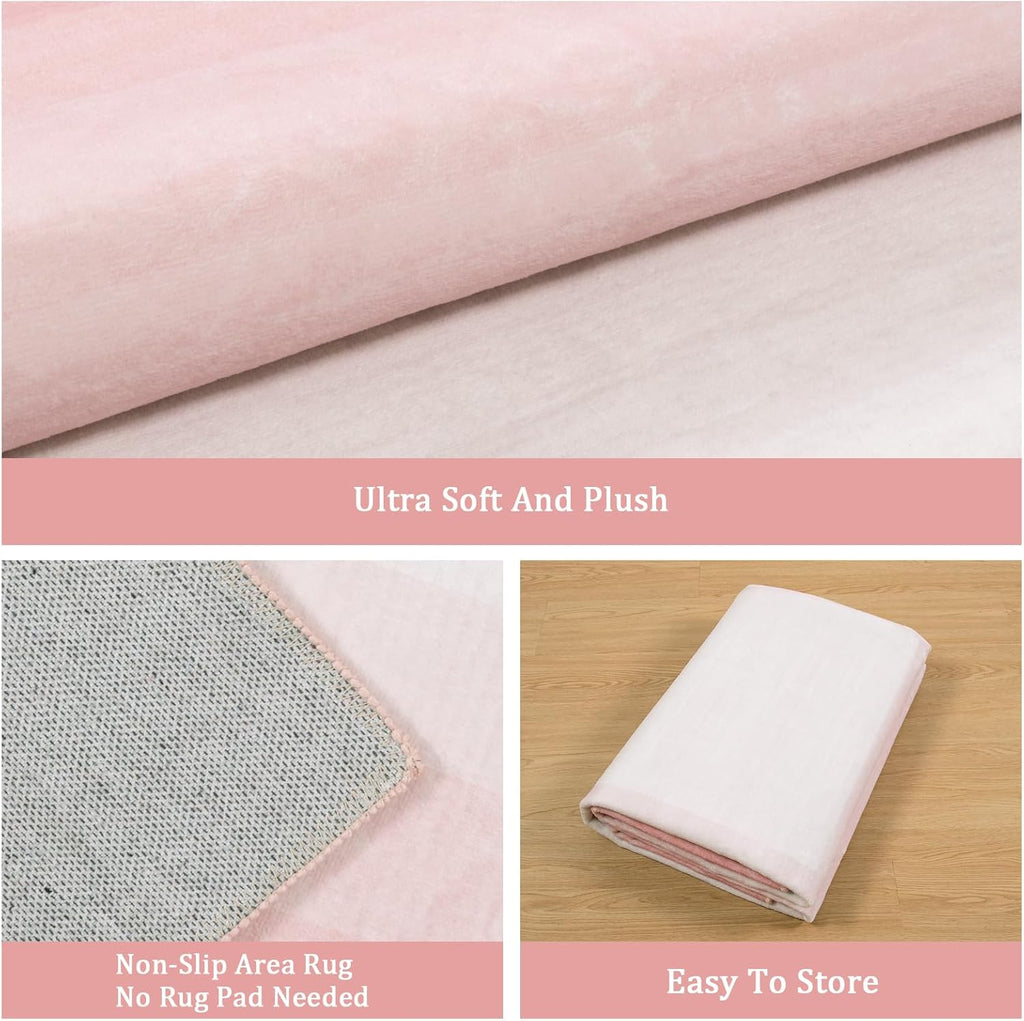 Pink Washable 8x10 Non Slip Area Rug H4245
